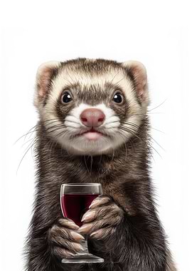 Ferret with Wine Glass