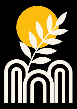 Minimalist Plant and Sun Art