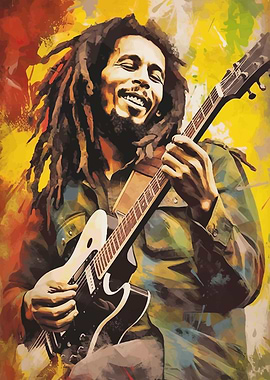 Bob Marley Playing Guitar