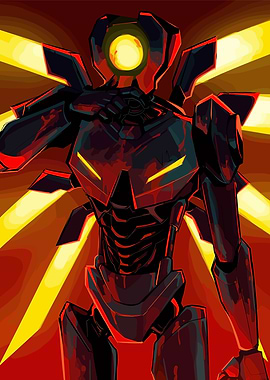Stylized Robot Figure with Glowing Eye