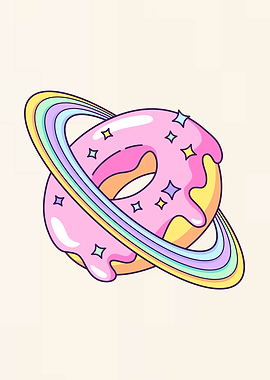 Donut Planet with Rainbow Ring