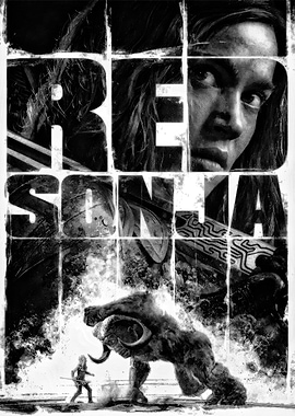 Red Sonja Black and White Poster