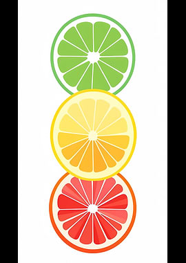 Colorful Citrus Fruit Slices Illustration