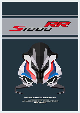 BMW S1000RR – Low-Poly Portrait - Blue/White