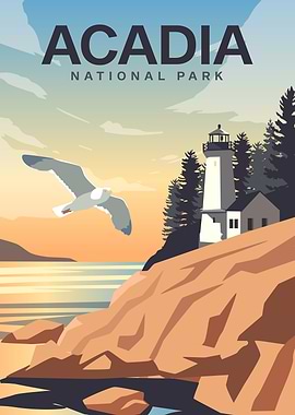 Acadia National Park Travel Poster