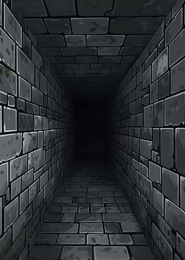 Dark Stone Dungeon Corridor Illustration