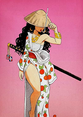 Dominican Samurai Woman Smoking