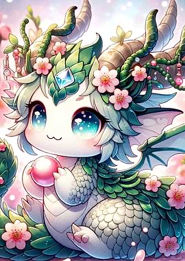 Cute Dragon Flowers Gem
