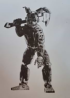 Springtrap with Axe Illustration