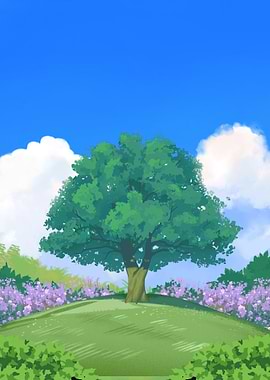 Green Tree on a Hill