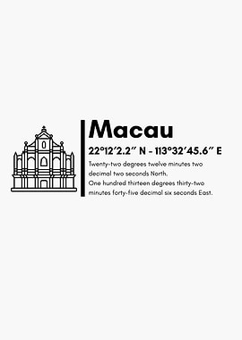 Macau Coordinates Minimalist Art