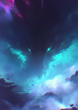 Ethereal Dragon Eyes in Cloudy Sky