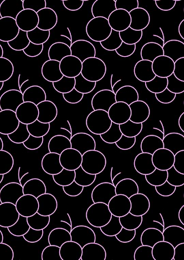 Grapes Pattern on Black Background