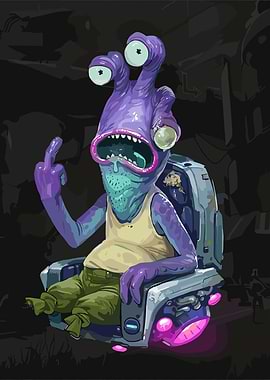 Alien Giving the Middle Finger