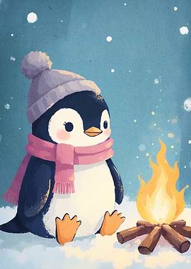 Cute Penguin Campfire