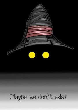 Mysterious Figure with Hat and Glowing Eyes