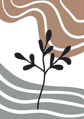 Abstract Plant Art with Wavy Background