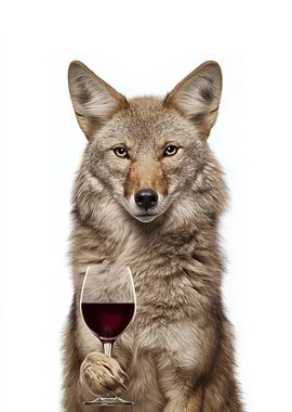 Coyote with Wine Glass
