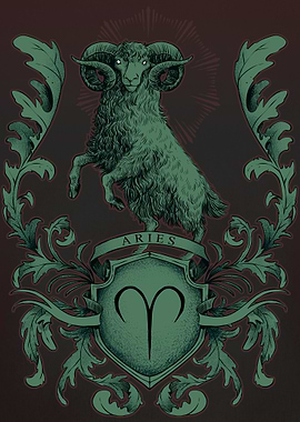 Aries Zodiac Sign Illustration with Ram