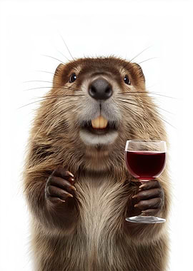 Beaver with Wine Glass