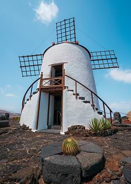 White Windmill in Lanzarote, Canary Islands