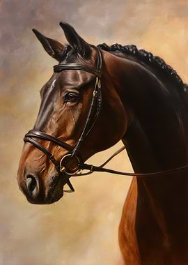Elegant Horse Portrait Painting