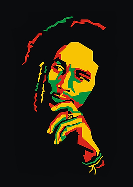 Bob Marley Portrait in Rasta Colors