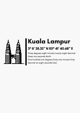 Kuala Lumpur Coordinates Minimalist Design