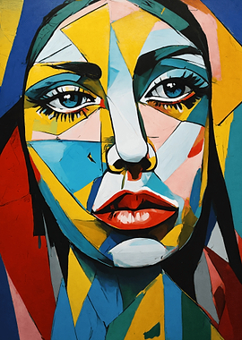 Abstract Portrait with Geometric Shapes