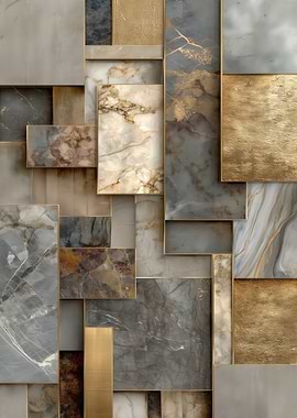 Abstract Marble and Gold Geometry