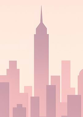 Pink Cityscape Silhouette
