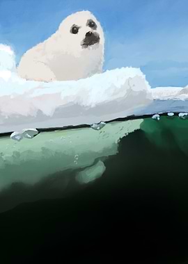 Seal Pup on Iceberg Painting