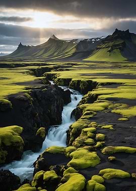 Icelandic Waterfall Landscape