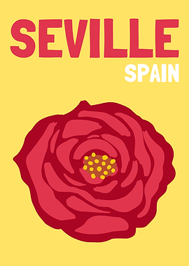 Seville, Spain floral travel poster