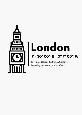 London Coordinates Minimalist Art