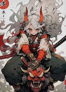 Anime Girl Riding a Demon