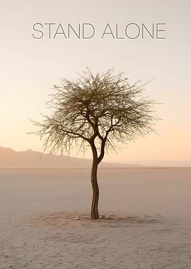 Lone Tree in Desert Landscape