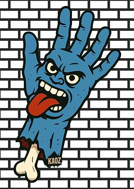 Cartoon Zombie Hand with Bone