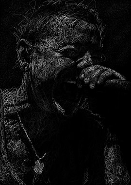 Monochrome Scribble Portrait of a Singer