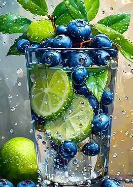 Blueberry Lime Refreshment in Glass