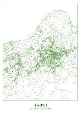 Taipei City Map - Green Line Art