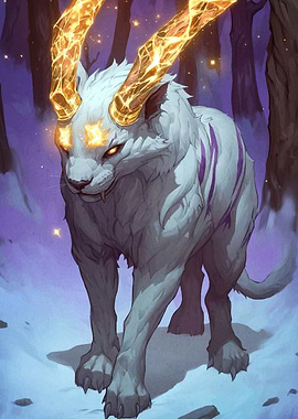 Glowing Horned Beast Winter Forest