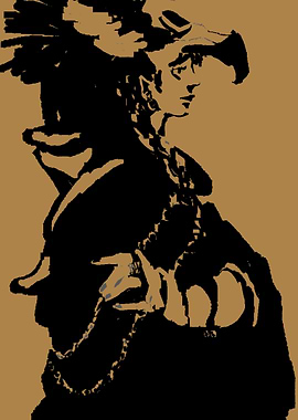 Woman with Eagle Headdress Illustration