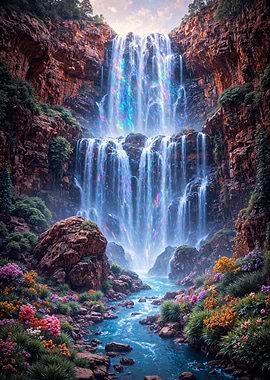 Iridescent Waterfall Landscape