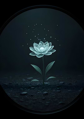 Glowing Lotus Flower in Dark Setting