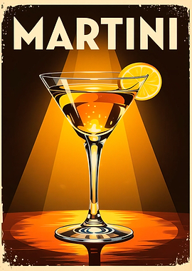 Martini Cocktail Vintage Style Poster