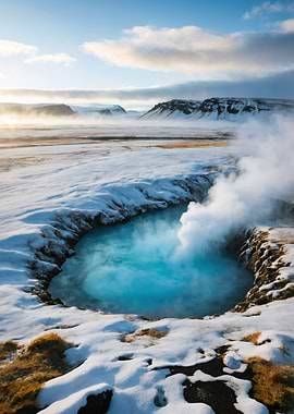Icelandic Geothermal Hot Spring Landscape