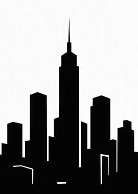 Black and White Cityscape Silhouette