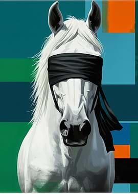 Blindfolded White Horse Digital Art