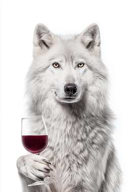 White Wolf with Wine Glass